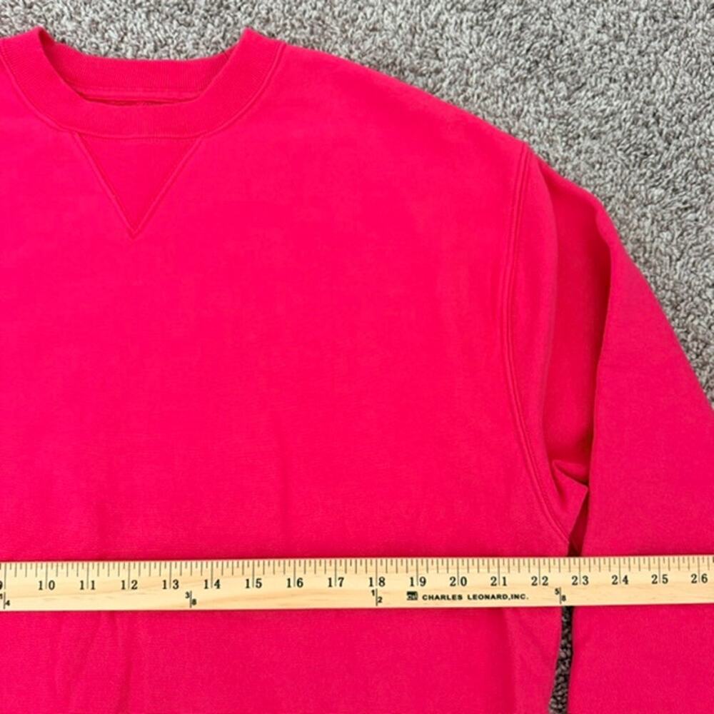 GAP Crew Neck Fleece Sweatshirt V-Notch Neck Detail Muted Watermelon Red Large - Picture 6 of 8